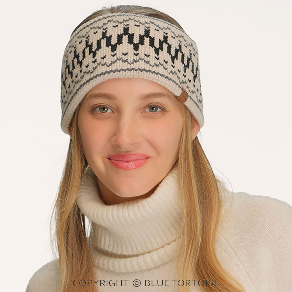 C.C Fair Isle Pattern Headwrap Winter Headband - Image 2