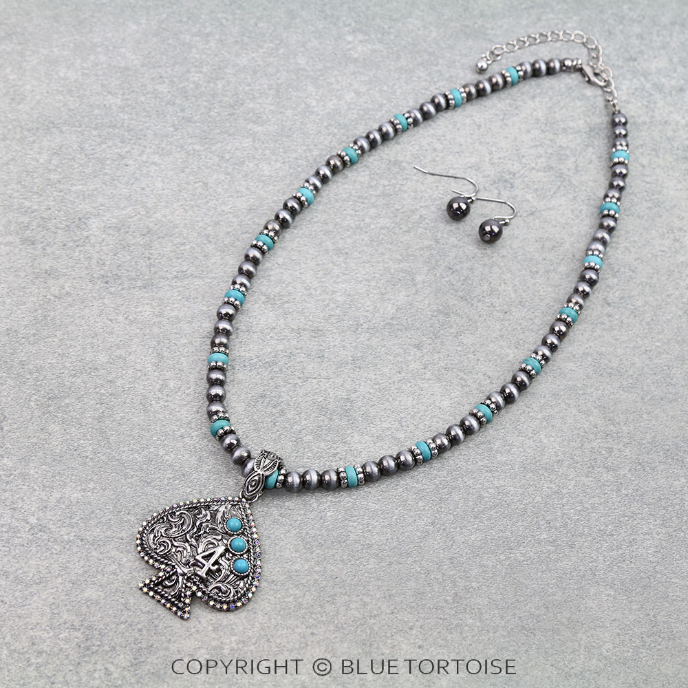 Western Spade Pendant Necklace Set