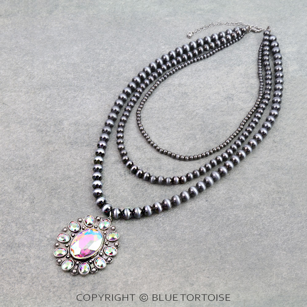 3Row Concho Pendant Necklace