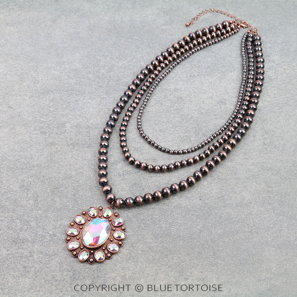 3Row Concho Pendant Necklace