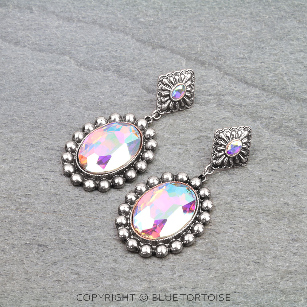 Western Concho Stone Stud Earrings