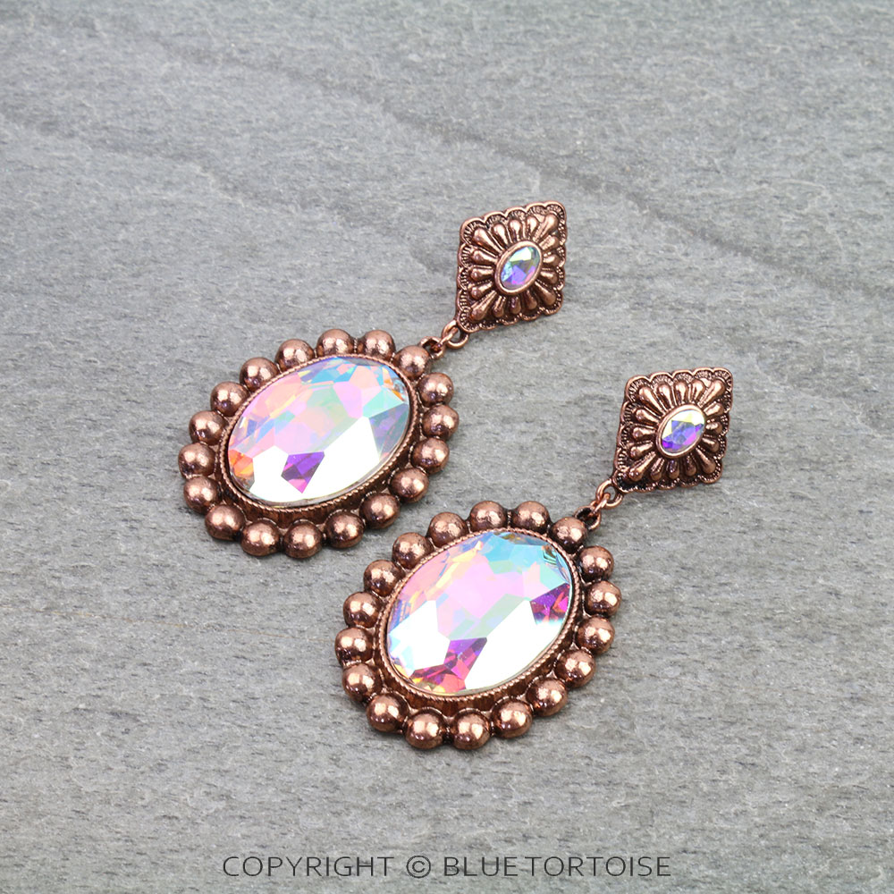 Western Concho Stone Stud Earrings