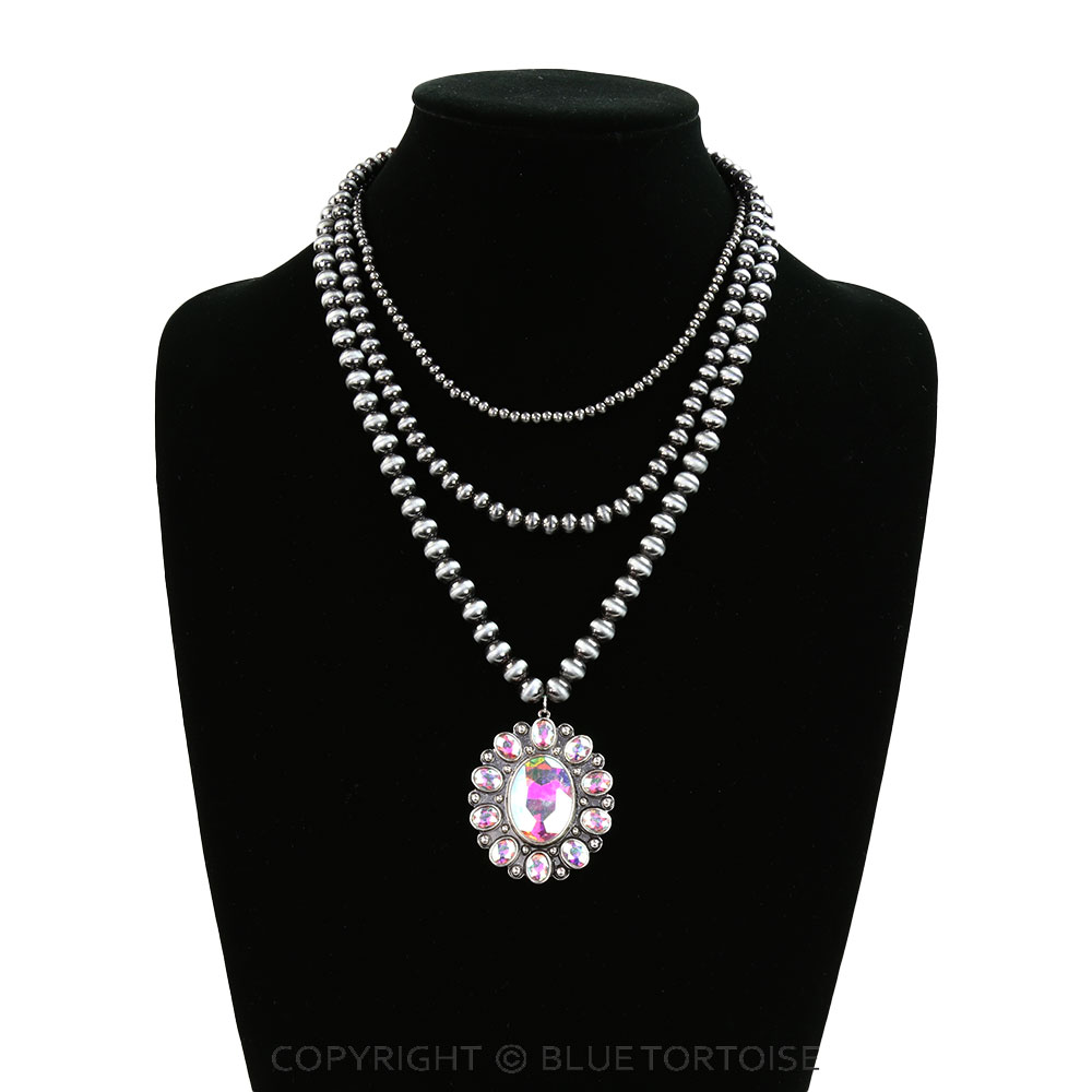 3Row Concho Pendant Necklace - Image 2