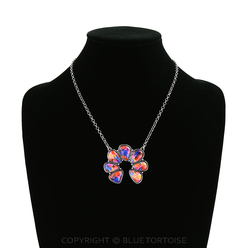 Western Squash Blossom Stone Necklace - Image 2