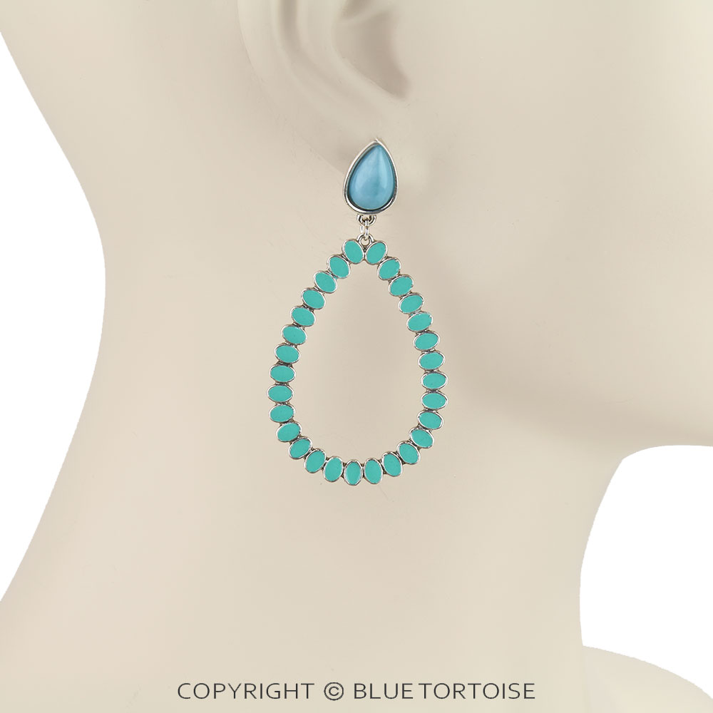 Western Epoxy Teardrop Stud Earrings - Image 2