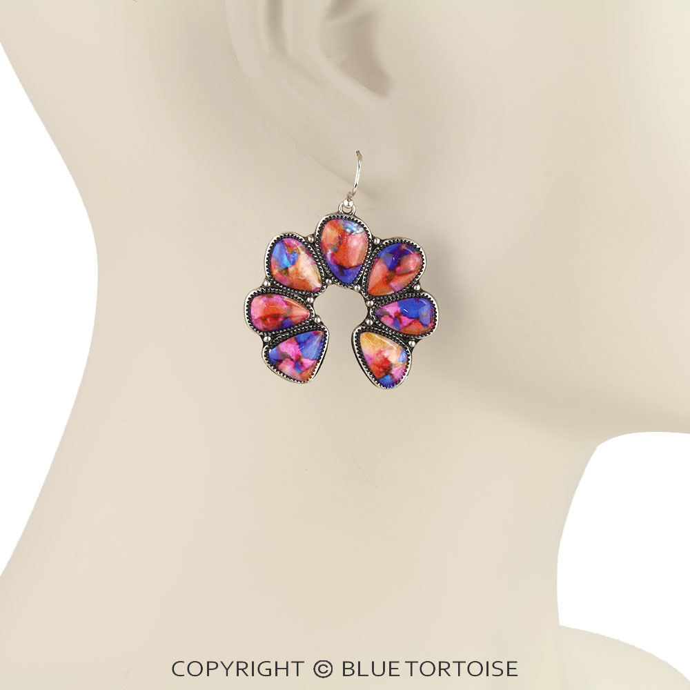 Western Squash Blossom Print Dangle Earrings - Image 2