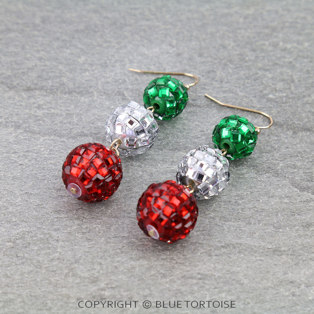 Christmas Disco Ball Dangle Earrings
