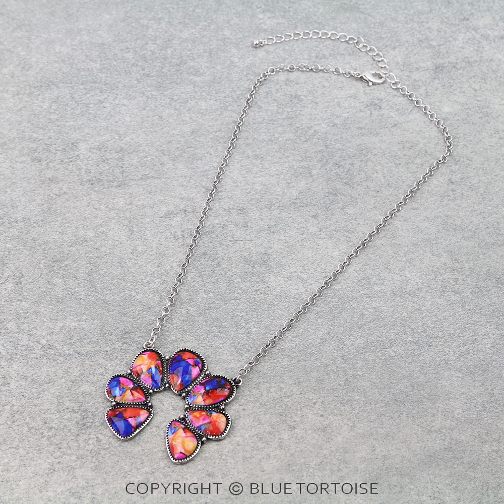 Western Squash Blossom Stone Necklace