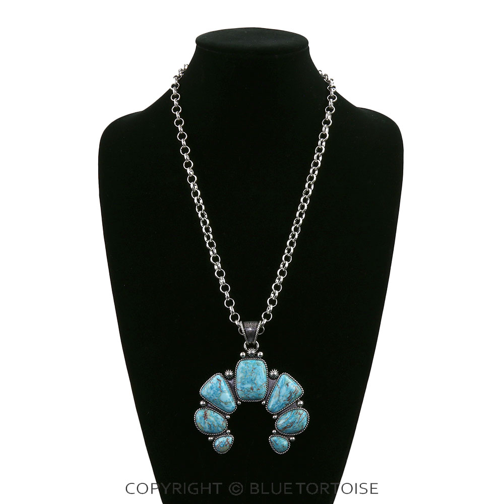 Western Squash Blossom Hand Stone Necklace - Image 2