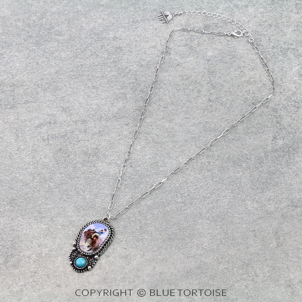 Western Rodeo Scenery Print Necklace