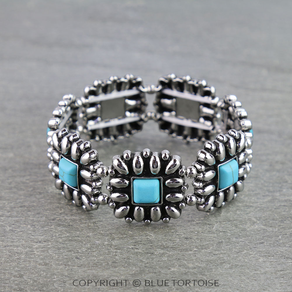 Western Flower Concho Stretch Bracelet