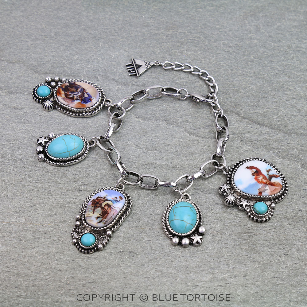 Western Rodeo Scenery Print Chain Bracelet