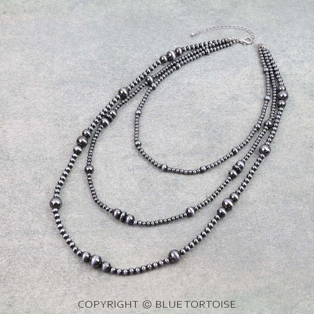 3 Row Navajo Style Pearl Necklace