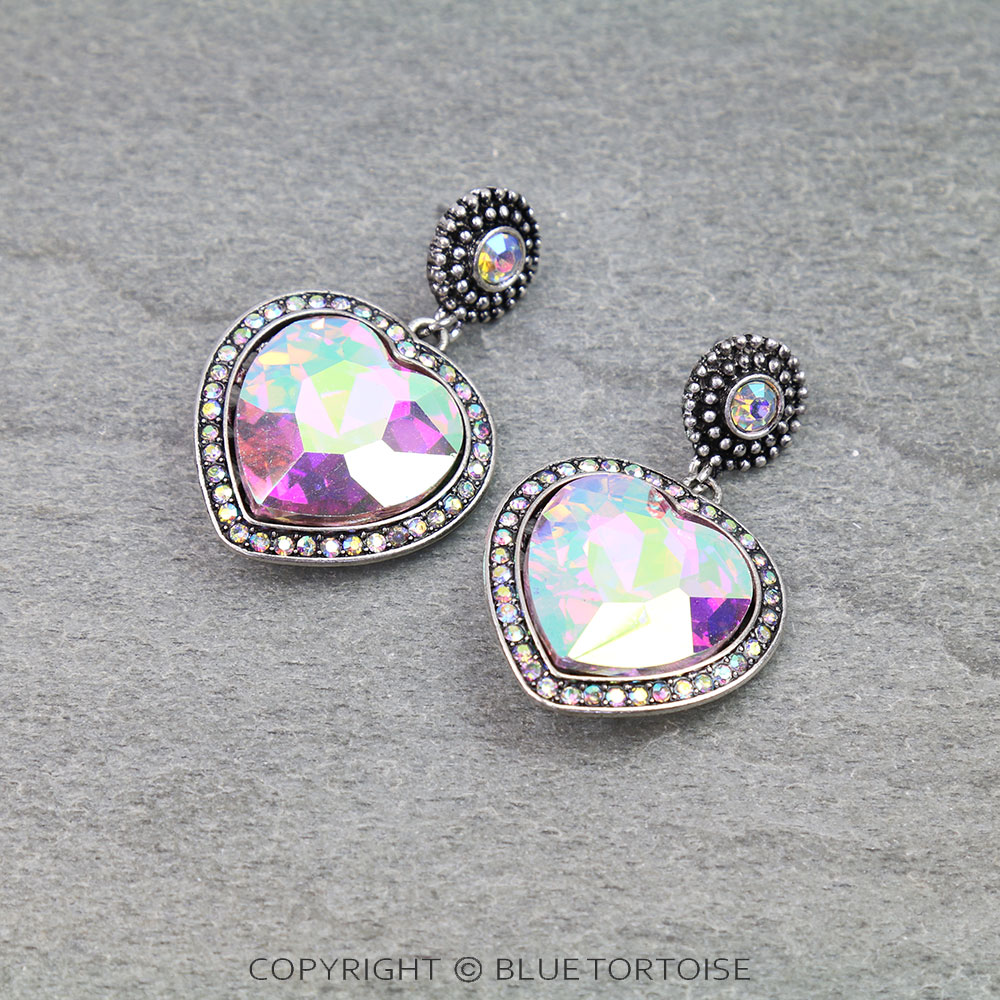 Western Heart Stone Stud Earrings