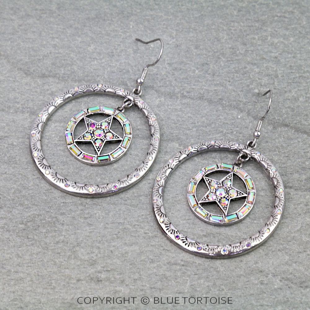 Western Star Round Dangle Earrings