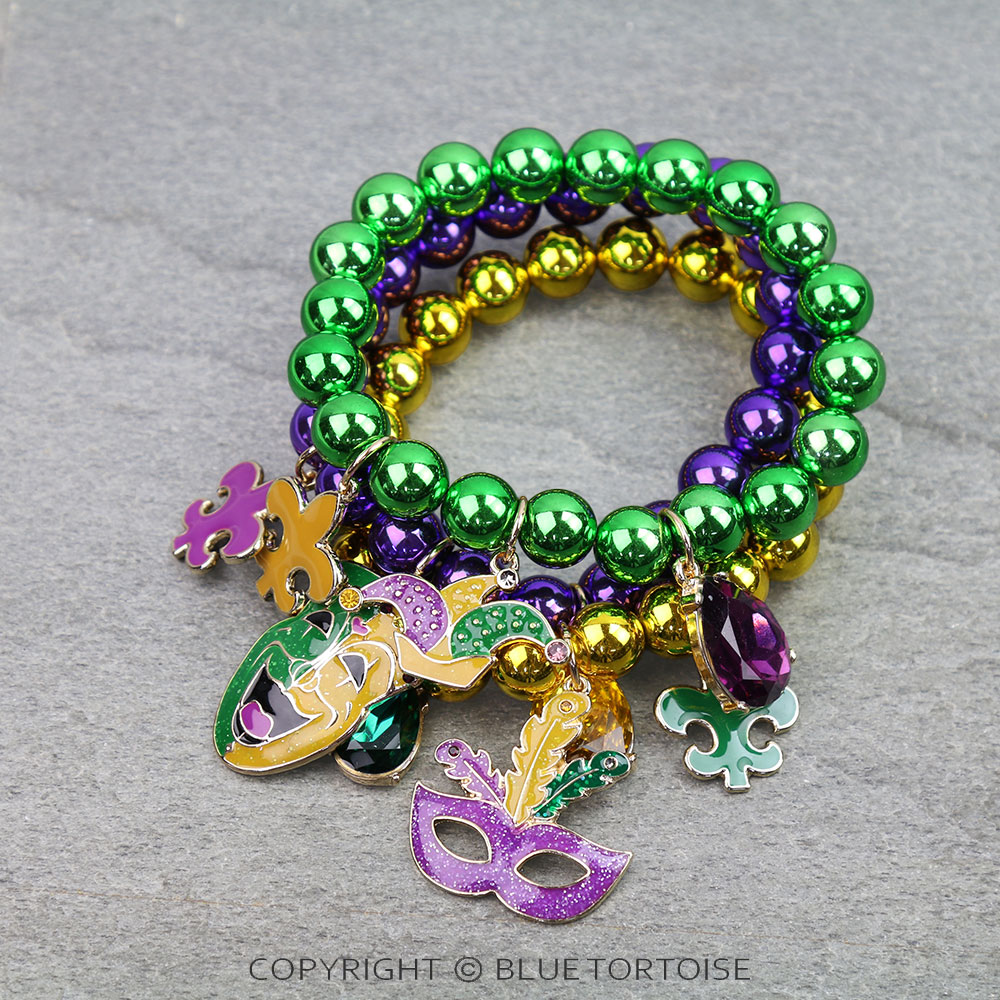 Mardi Gras Fleur De Lis Stackable Bracelet