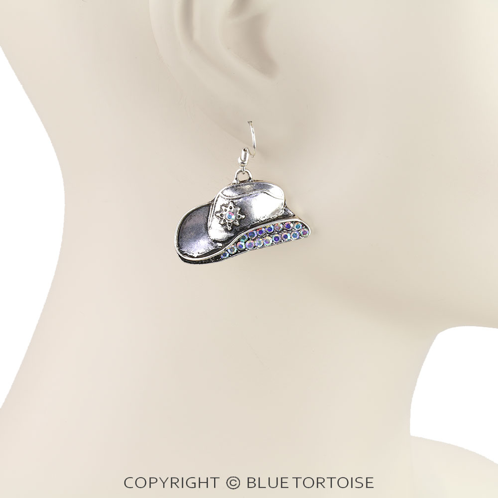Western Cowboy Hat Dangle Earrings - Image 2