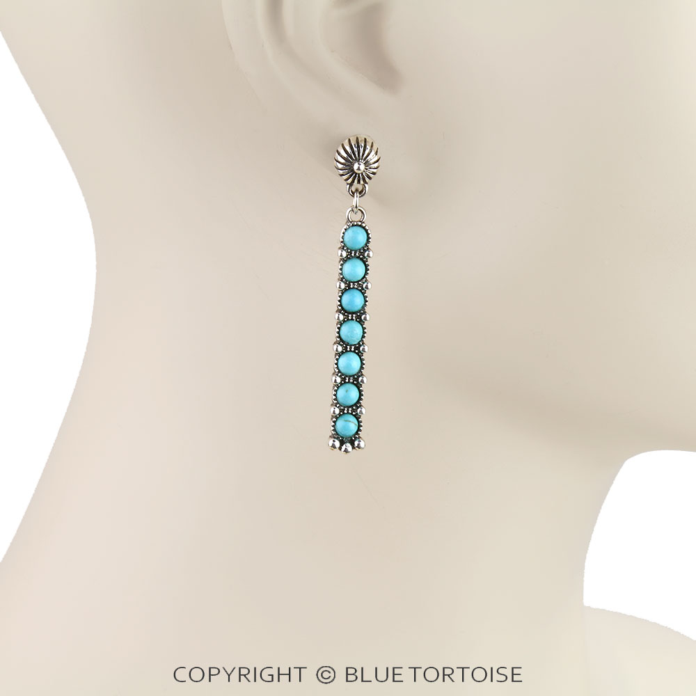 Western Stone Bar Stud Earrings - Image 2