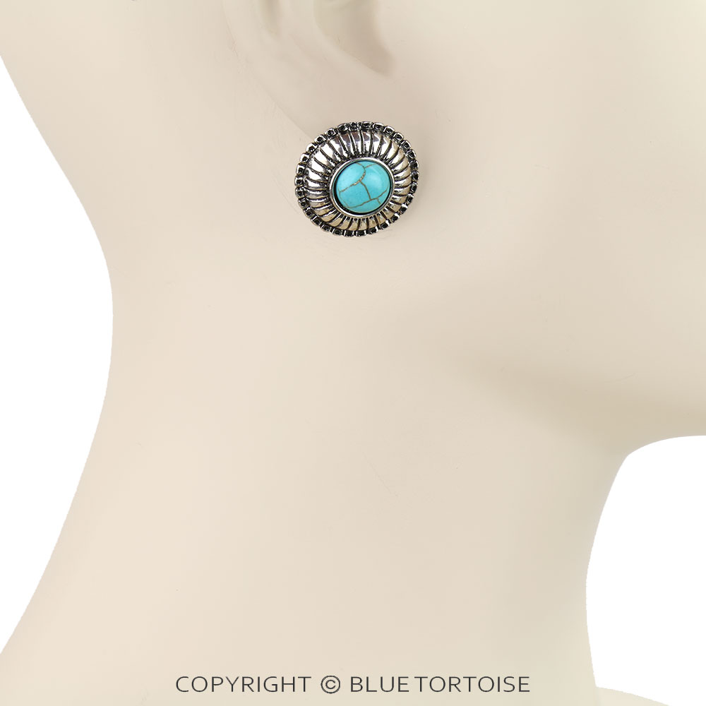 3 Pair Western Concho Stone Earring Set - Image 2