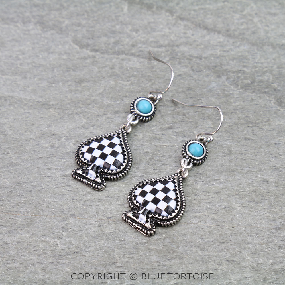 Western Spade Print Dangle Earrings