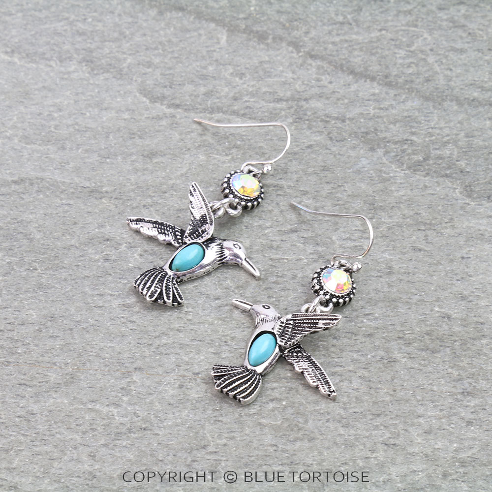 Western Hummingbird Stone Dangle Earrings