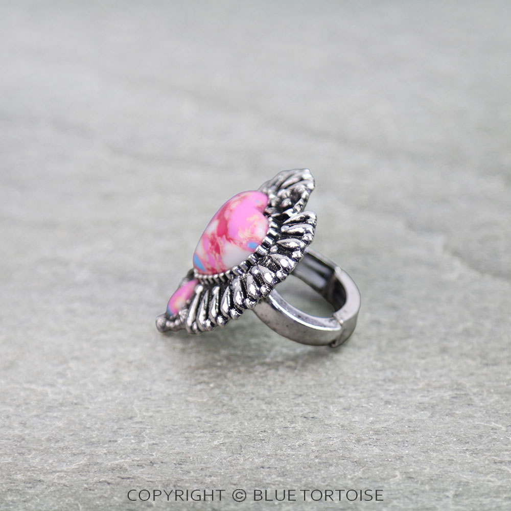 Western Heart Hand Stone Stretch Ring - Image 2
