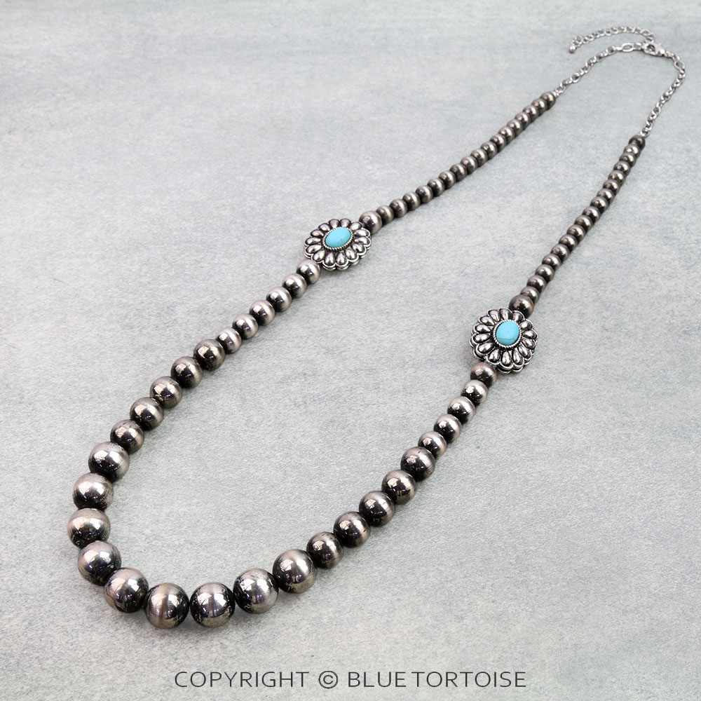 Western Navajo Style Pearl Concho Necklace