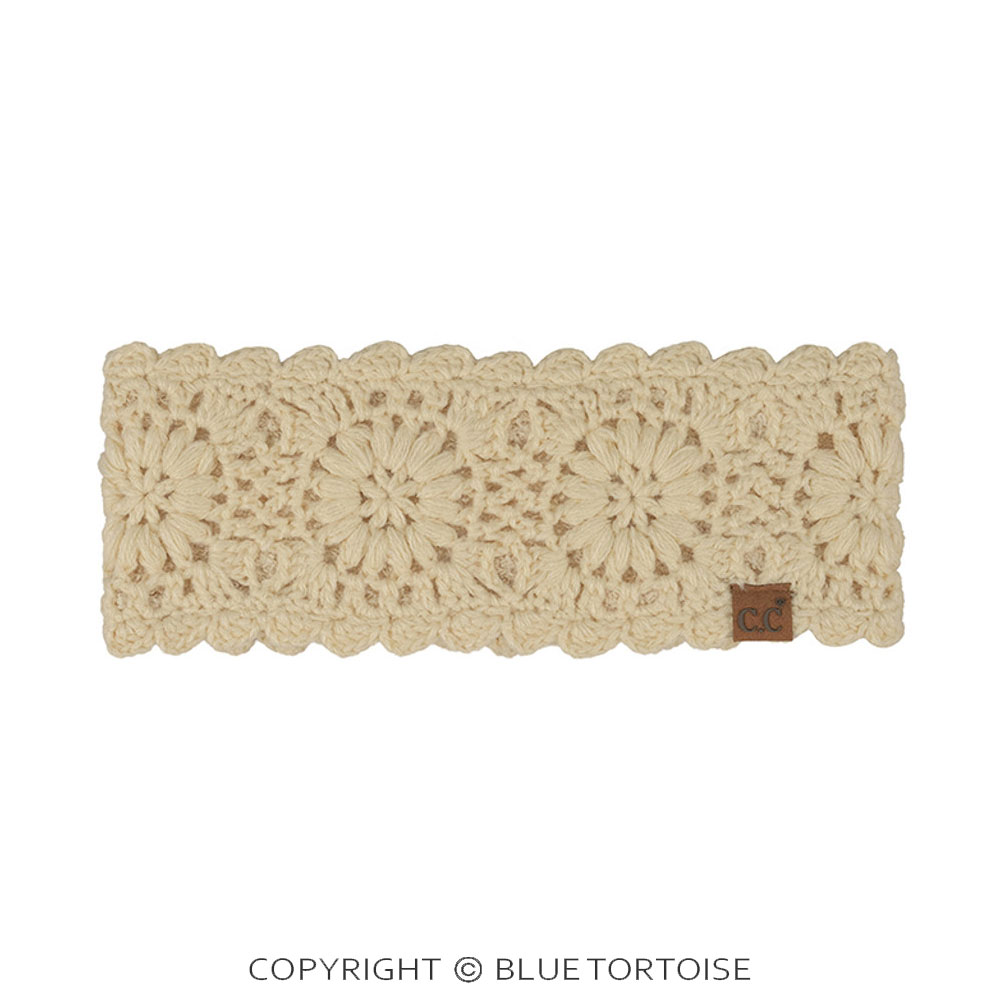 C.C Flower Pattern Crocheted Solid Headwrap Winter Headband