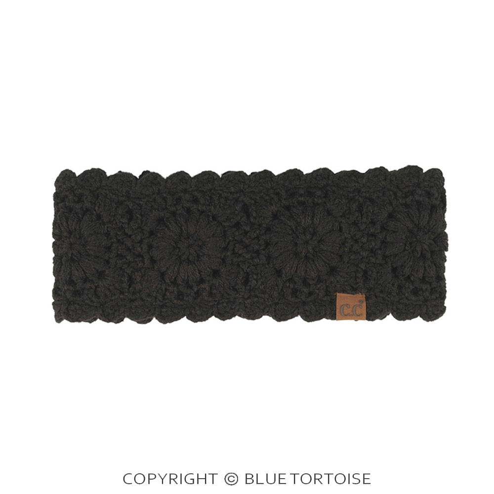 C.C Flower Pattern Crocheted Solid Headwrap Winter Headband