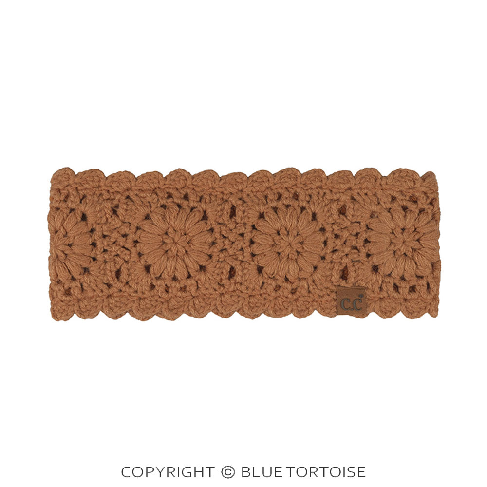 C.C Flower Pattern Crocheted Solid Headwrap Winter Headband