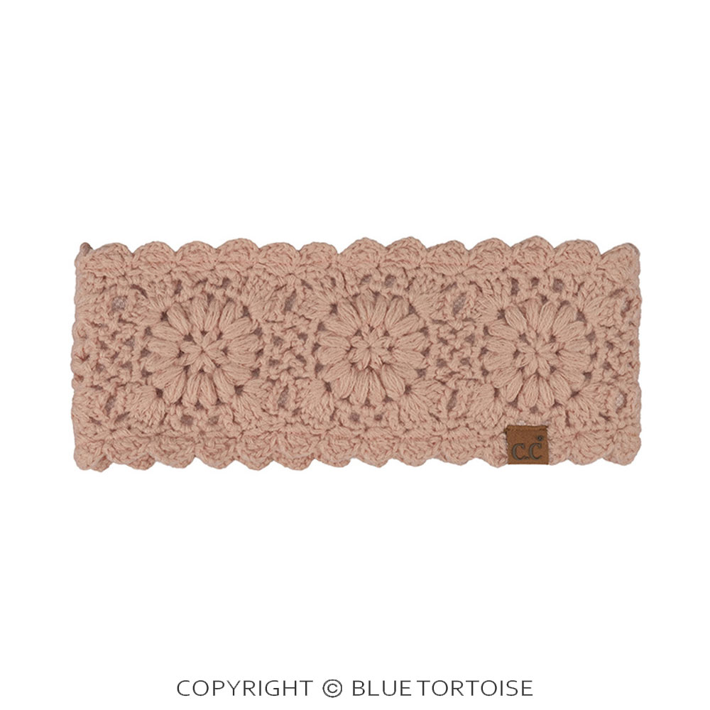 C.C Flower Pattern Crocheted Solid Headwrap Winter Headband