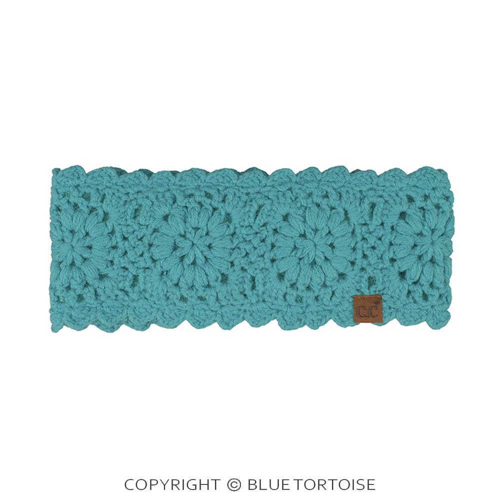 C.C Flower Pattern Crocheted Solid Headwrap Winter Headband