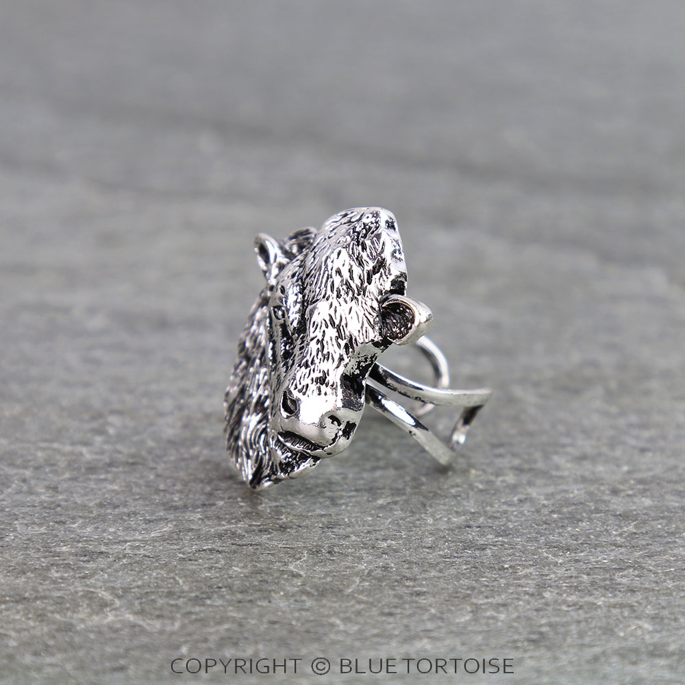 Western Cow Head Cuff Ring - Image 2