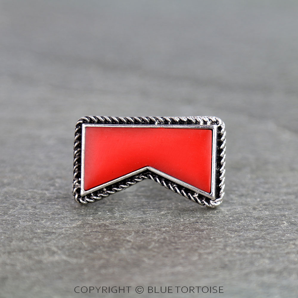 Western Red Geometric Cuff Ring