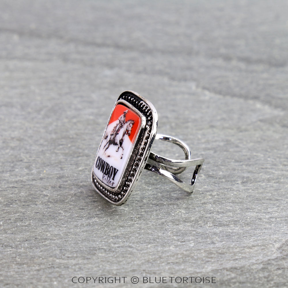 Western Cowboy Killer Portrait Cuff Ring - Image 2