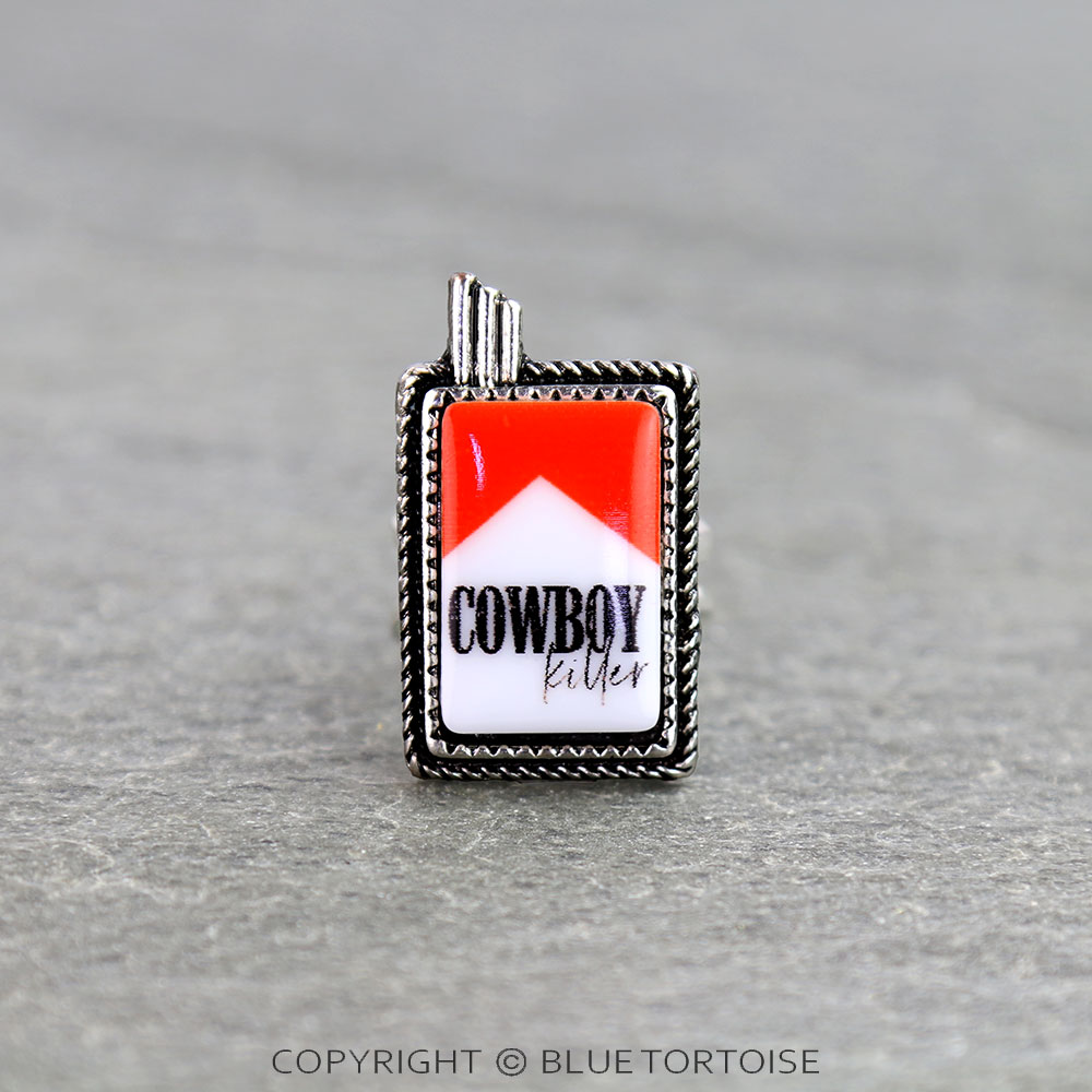 Western Red Cowboy Killer Cigarette Cuff Ring