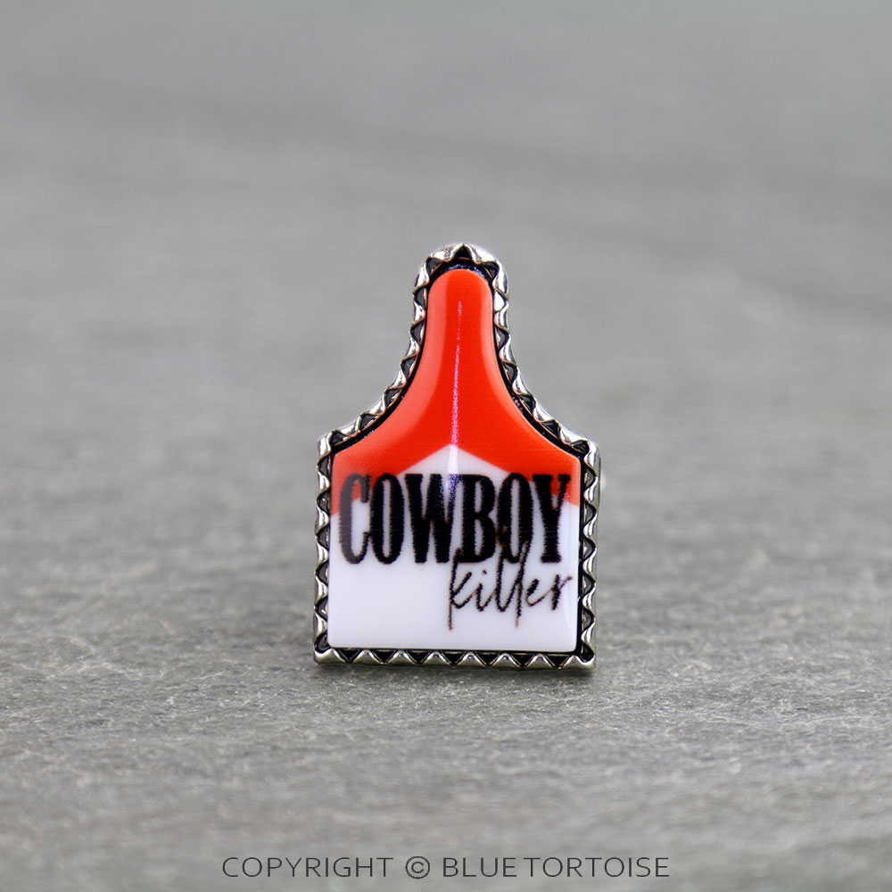 Western Red Cowboy Killer Ear Tag Cuff Ring