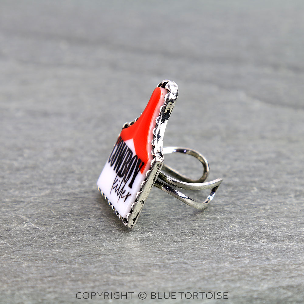 Western Red Cowboy Killer Ear Tag Cuff Ring - Image 2