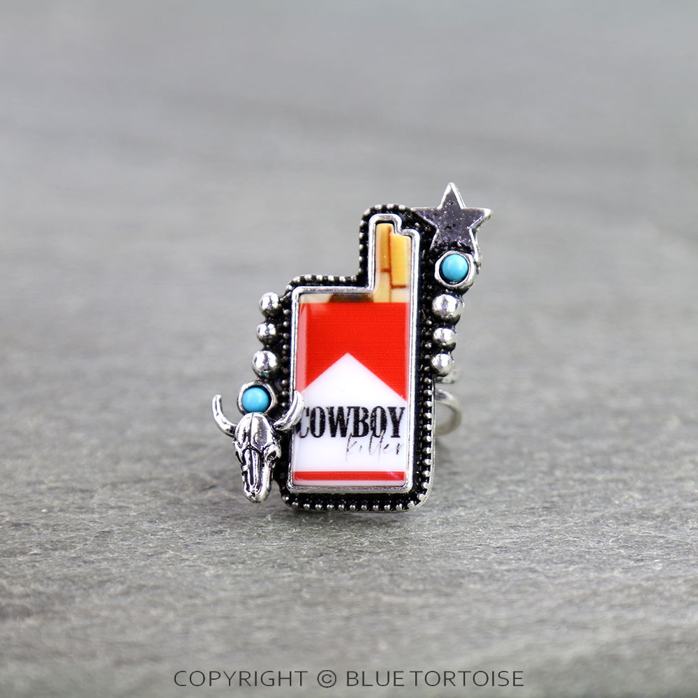 Western Red Cowboy Killer Cigarette Cuff Ring