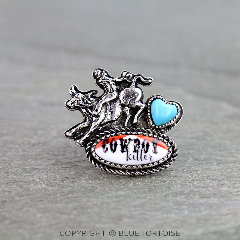 Western Red Cowboy Killer Riding Cuff Ring