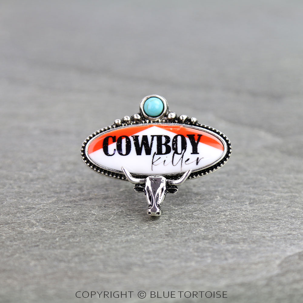Western Red Steer Head Cowboy Cuff Ring