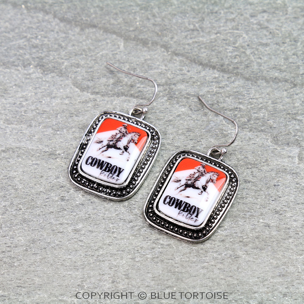 Western Cowboy Killer Portrait Dangle Earrings