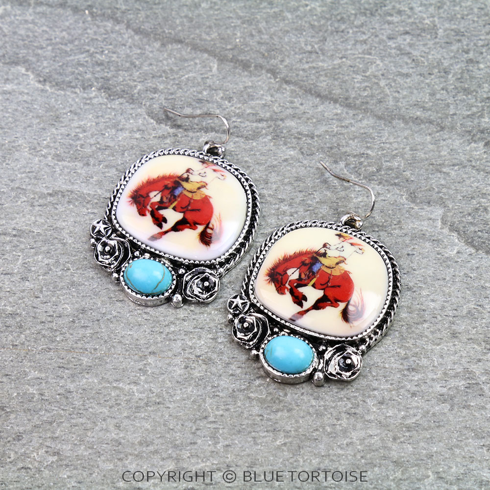 Western Rodeo Portrait Dangle Earrings