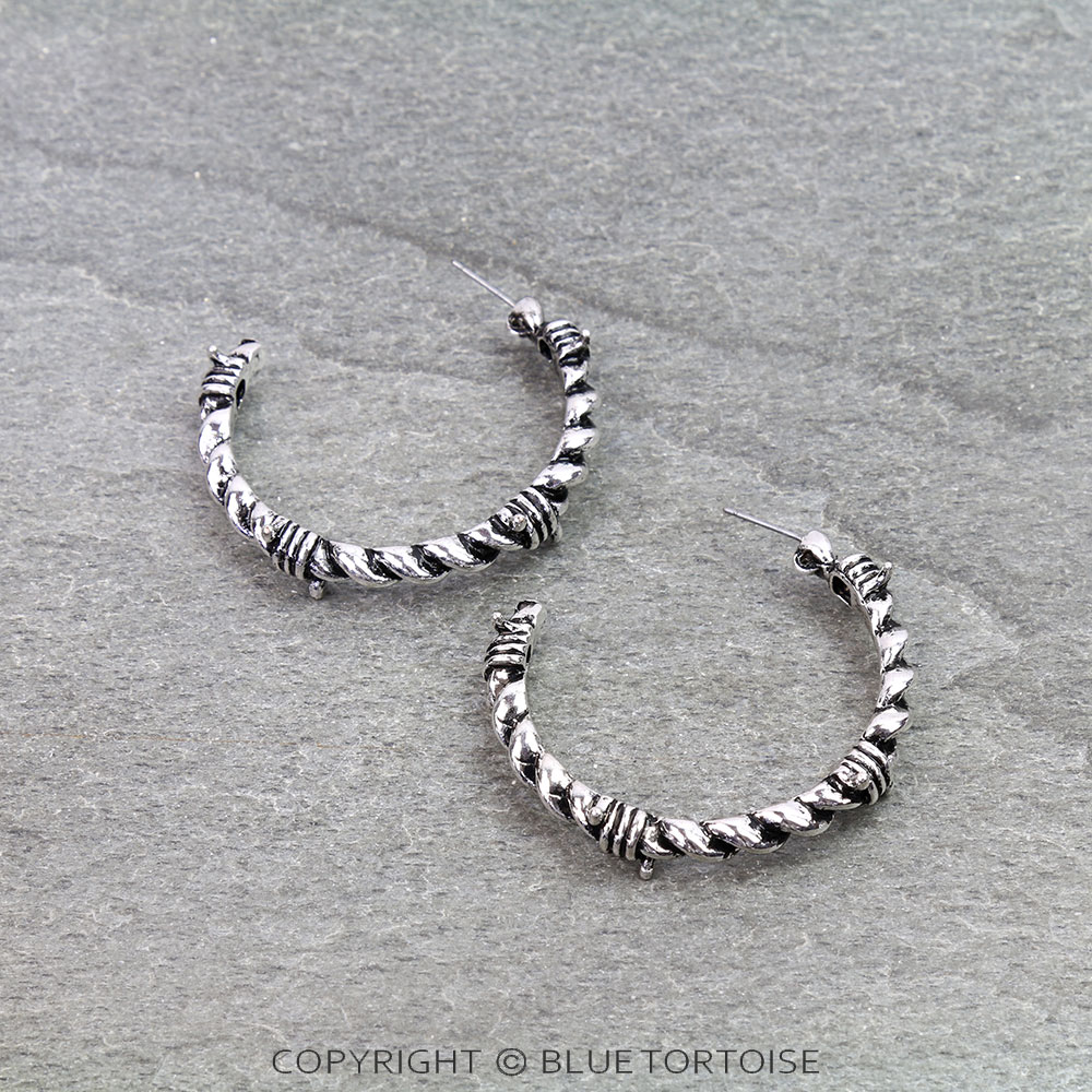Western Barbed Wire Hoop Earrings