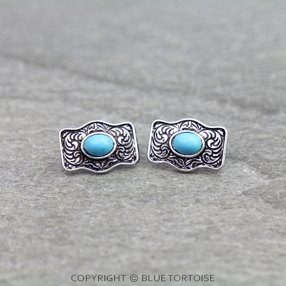 Western Small Concho Stud Earrings