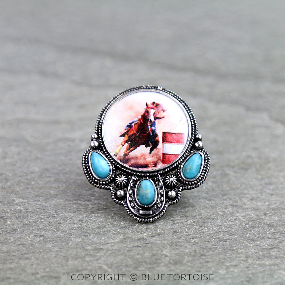 Western Barrel Race Print Stretch Ring