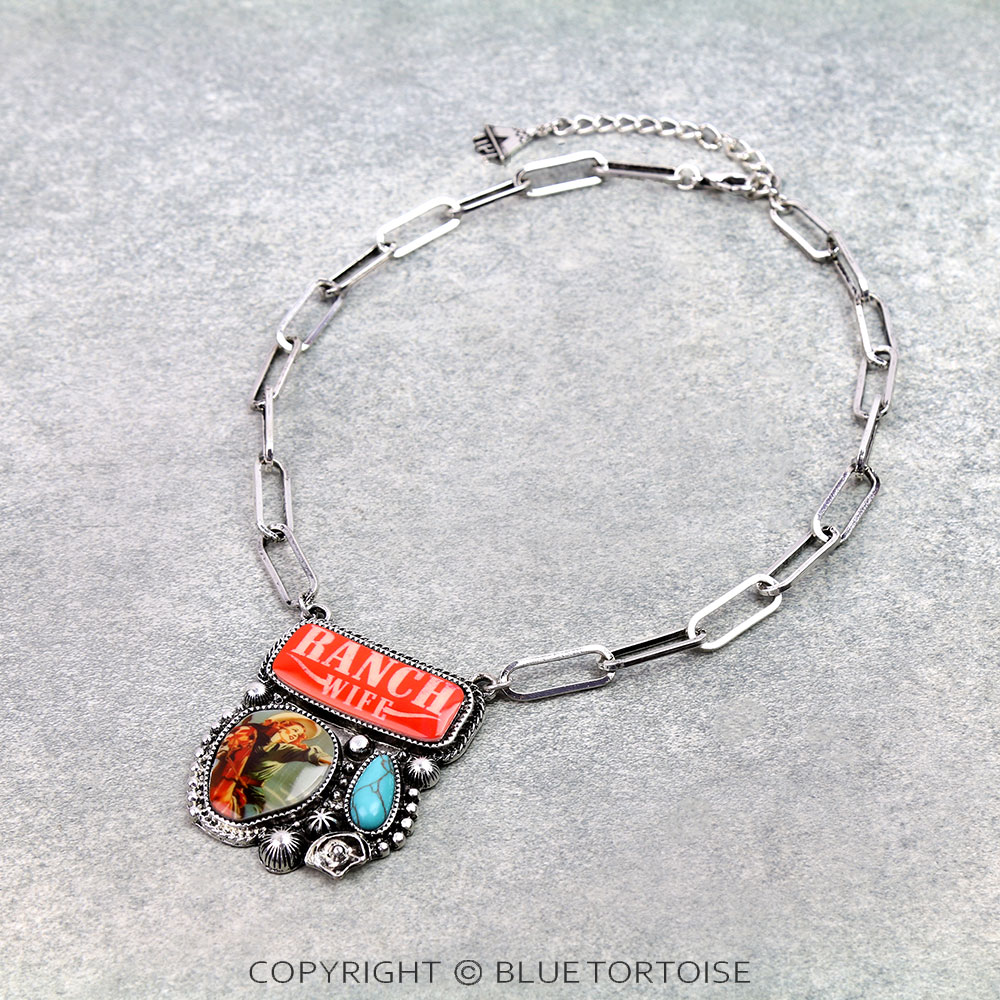 Western Ranch Wife Portrait Necklace