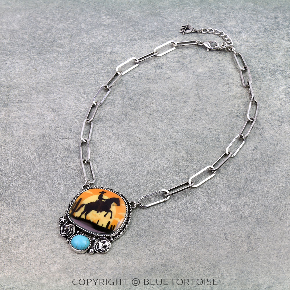 Western Rodeo Portrait Necklace