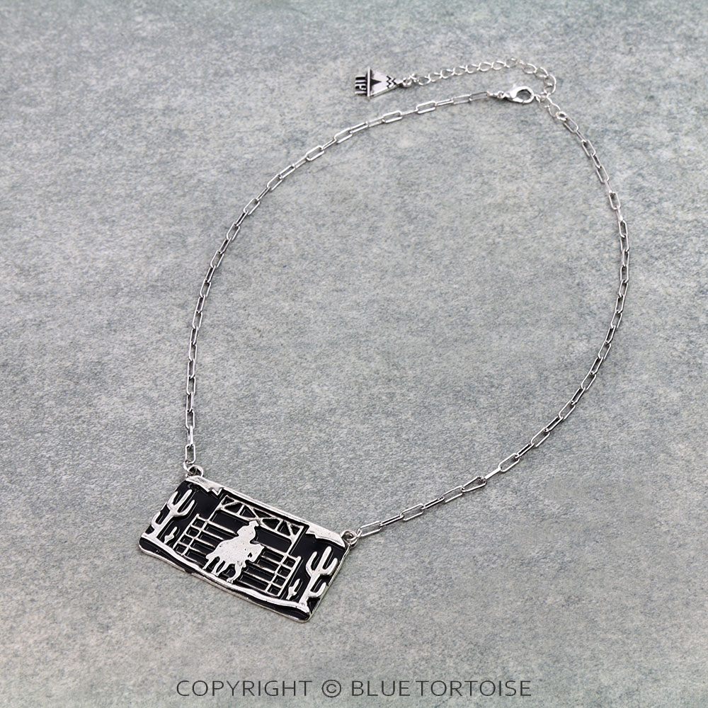 Western Cowboy Ranch Silhouette Necklace