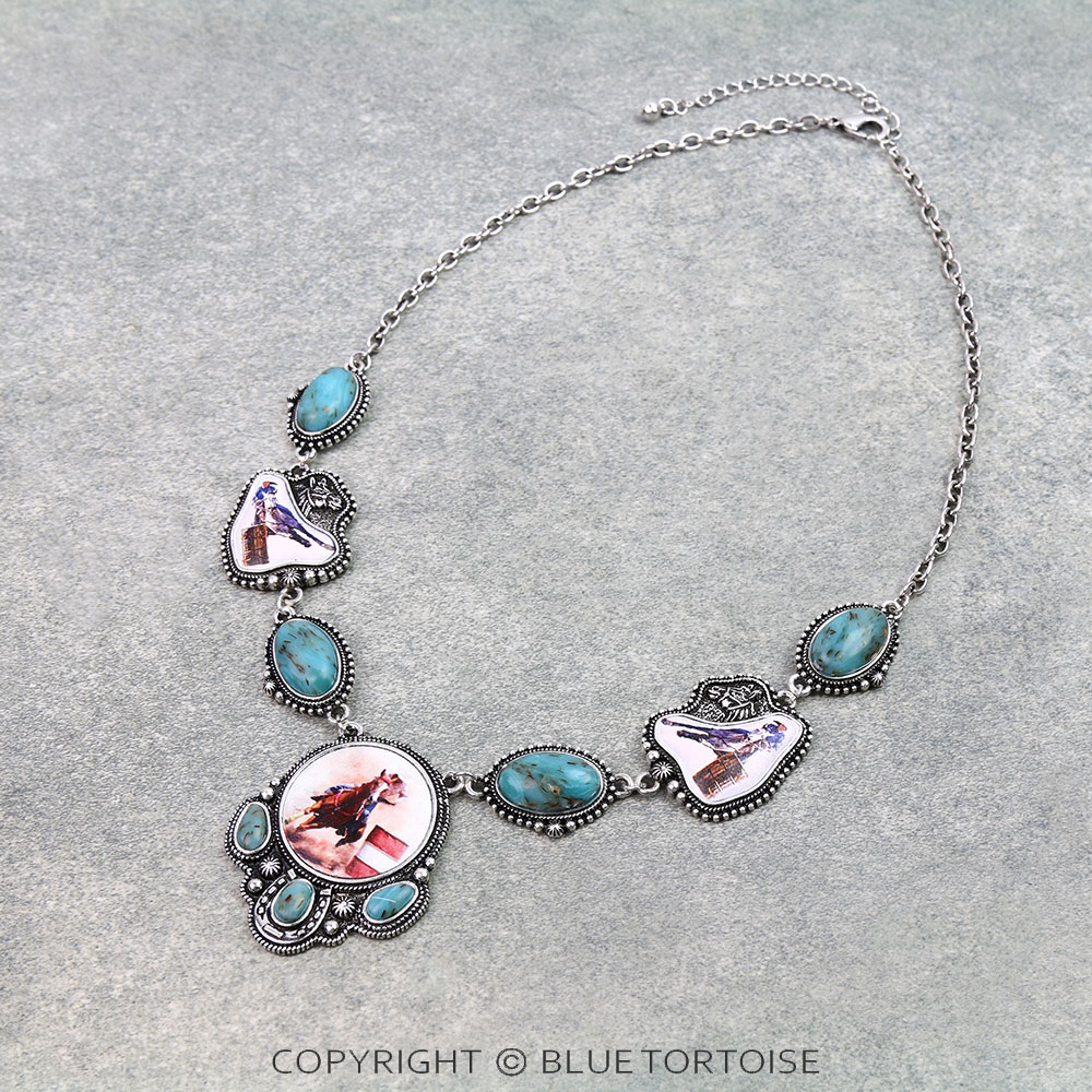 Western Barrel Race Print Necklace